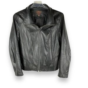 Danier Leather Jacket Women’s Black Moto Fitted Style Size XL